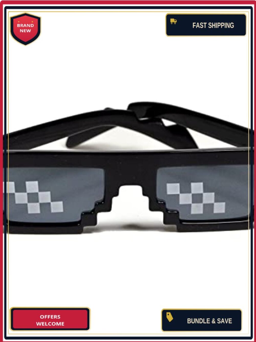 Pixelated Thug Life Meme Sunglasses Funny Party UV Protection Unisex